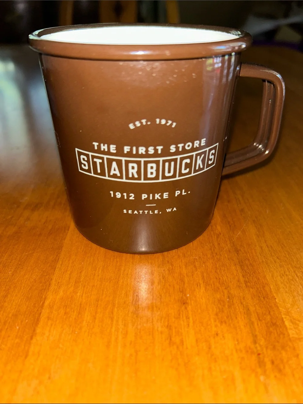 Starbucks Brown & White The First Store Camper-Style Coffee Mug